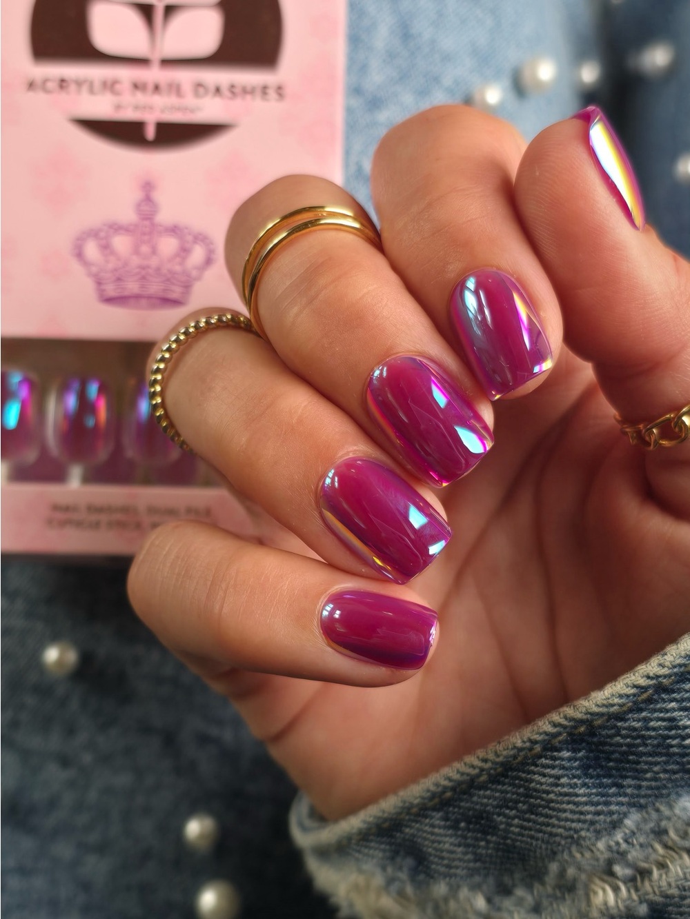 🚨New Release🚨 Aspen Regal Rumer Short Squoval Holographic Press-On Nails